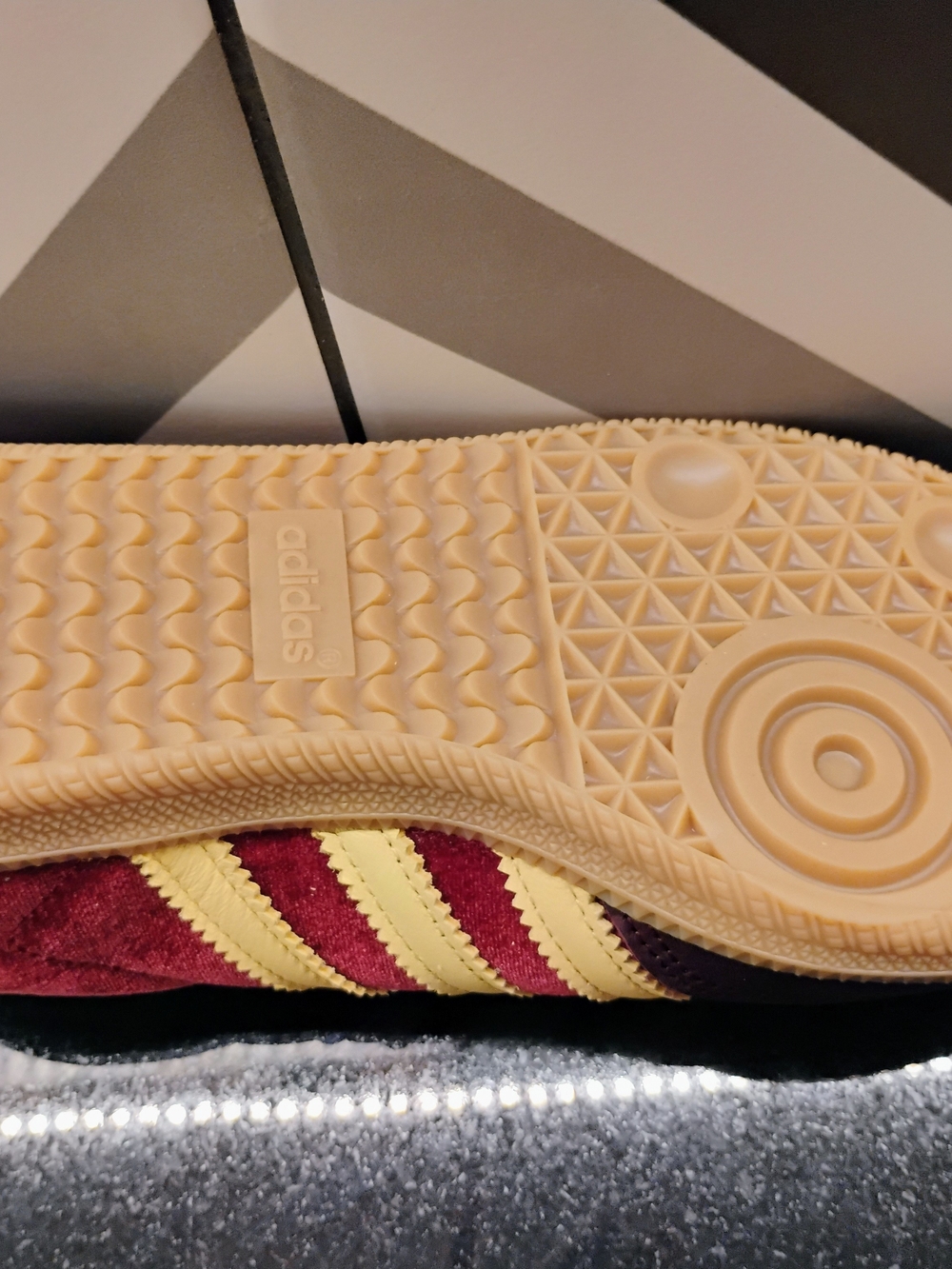 Limited Release...Adidas Samba Burgundy and Gold Velvet/Leather Sneakers - Picture 4 of 6